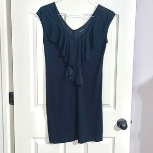 Banana Republic Black Sleeveless Ruffle front mini/midi Dress S